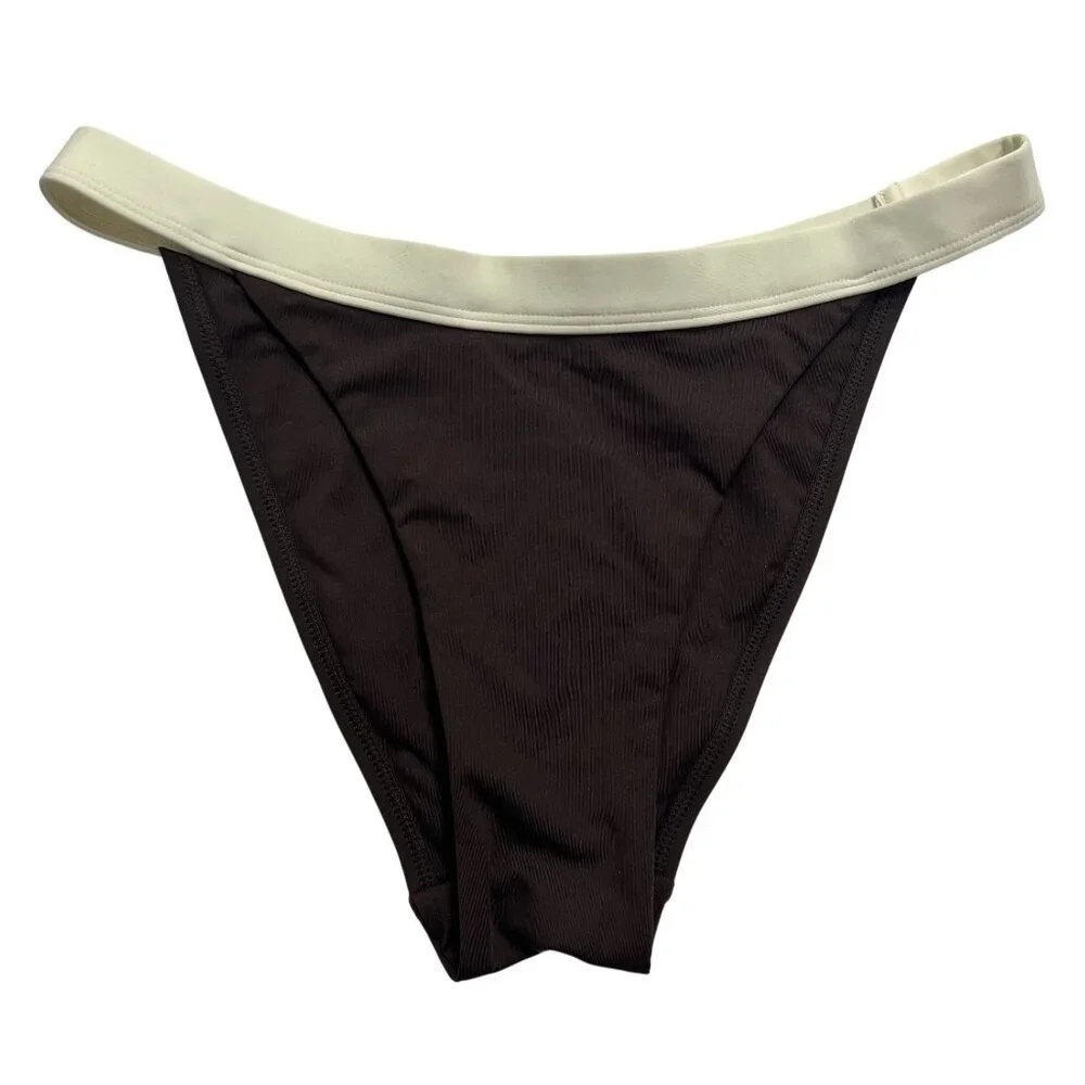 MONDAY Swimwear Santorini Bikini Bottoms in Espresso Ivory